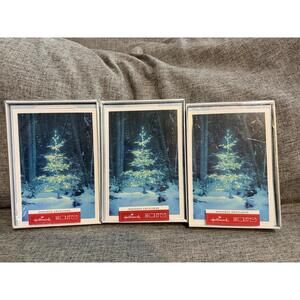 Hallmark Christmas Cards 3 Boxes Glittery Tree Religious Sentiment Open Box READ